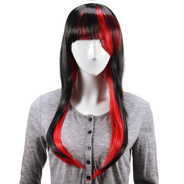 Synthetic Hair  Animation Black Red Layered Wig Long Straight Women Wigs Cosplay Party 70cm