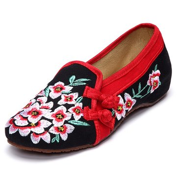 Flower Flat Casual Embroidery Retro Shoes