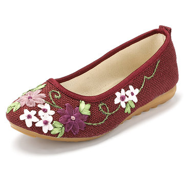 Flower Vintage Colorul National Wind Slip On Flat Loafers