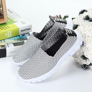 Breathable Elastic Handmade Knitting Slip On FlatCasual Outdoor Sport Shoes