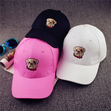 Men Women Curved Hip-hop Caps Adjustable Bulldog Embroidery Pattern Baseball Hats