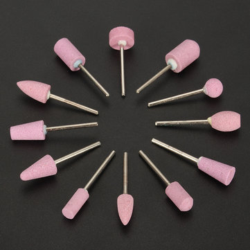 12Pcs Pink Ceramic Nail Drill Bits Kit Grinding Manicure Pedicure Heads Polishing Machine Tool