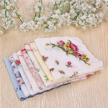 1Pcs Women Vintage Quadrate Floral Cotton Handkerchiefs Wedding Party Hankies