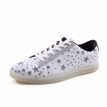 Men Fluorescent Light Up Star Lace Up Casual Sport Shoes