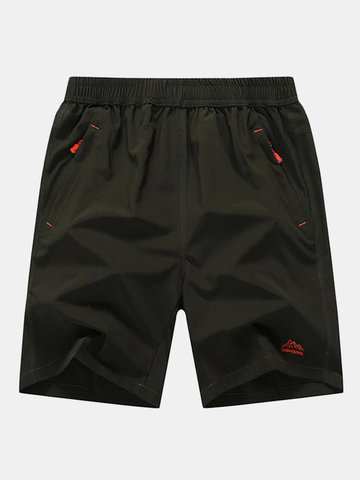 Mens Plus Size Solid Color Beach Shorts Quick Dry Elastic Waist Sports jogging Shorts