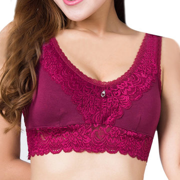 Women Sexy Lace Breathable Wireless Bra Modal Embroidery Thin Vest Bras